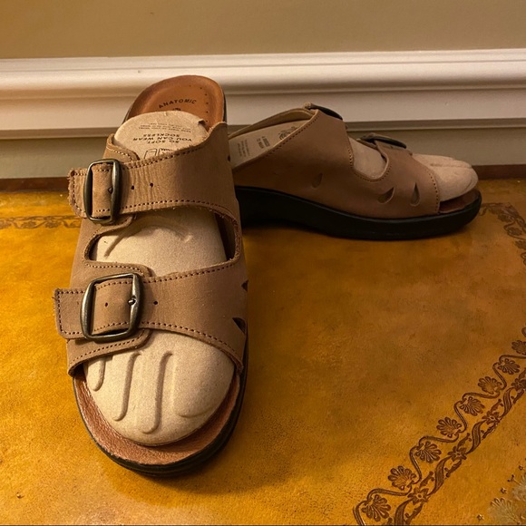 Spring Step FLEXUS Italian Made Leather Decca Slide Beige Sandal - Picture 5 of 13